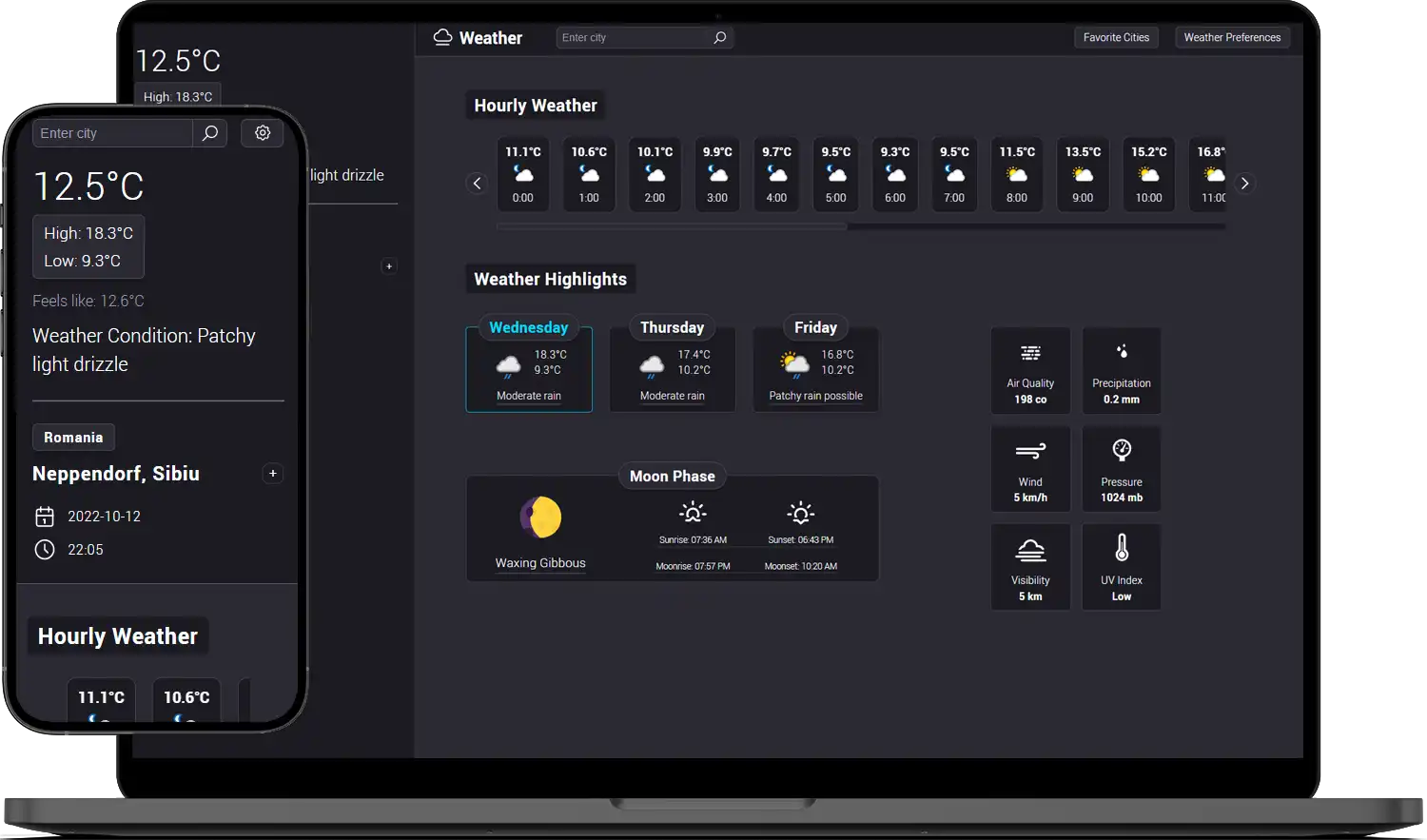 Project that displays the weather for a city